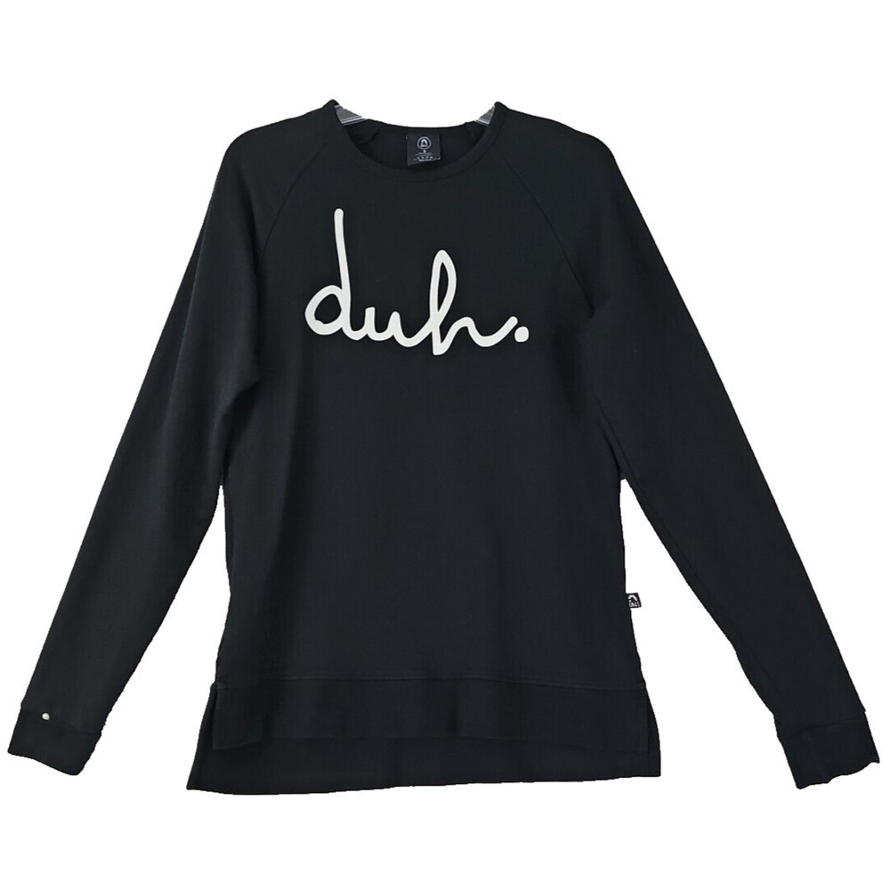 Rags to Raches ~Woman Size S~ Black ~"duh"~Crewneck Sweatshirt Top Cotton Blend.